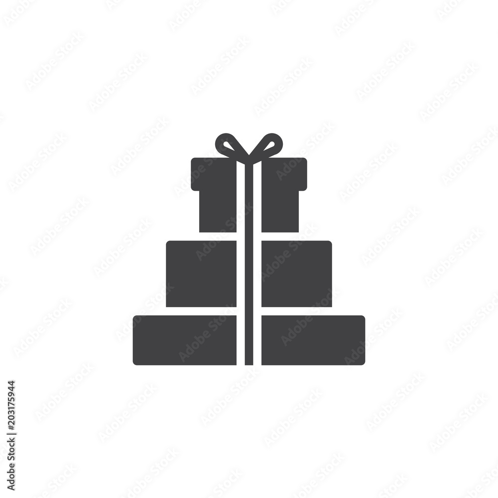 Gift boxes with bow and ribbon vector icon. filled flat sign for mobile concept and web design. Present boxes stacked solid icon. Symbol, logo illustration. Pixel perfect vector graphics Gift boxes with bow and ribbon vector icon. filled flat sign for mobile concept and web design. Present boxes stacked solid icon. Symbol, logo illustration. Pixel perfect vector graphics
