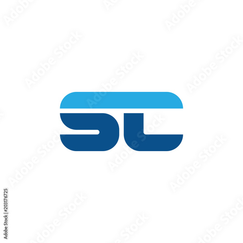 Initial letter SC, straight linked line bold logo, simple flat blue colors