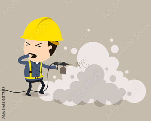 Painting work, Vector illustration, Safety and accident, Industrial safety cartoon