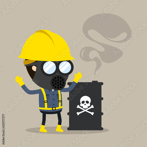 Treat chemicals, Vector illustration, Safety and accident, Industrial safety cartoon