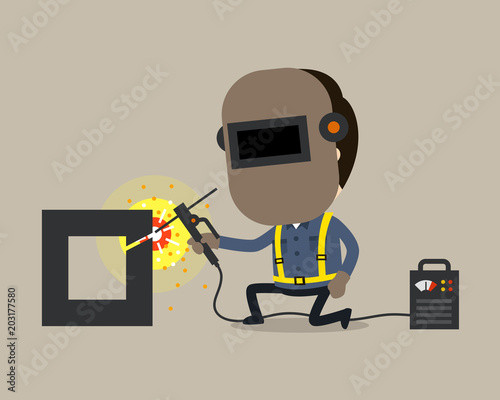 Welding work, Vector illustration, Safety and accident, Industrial safety cartoon