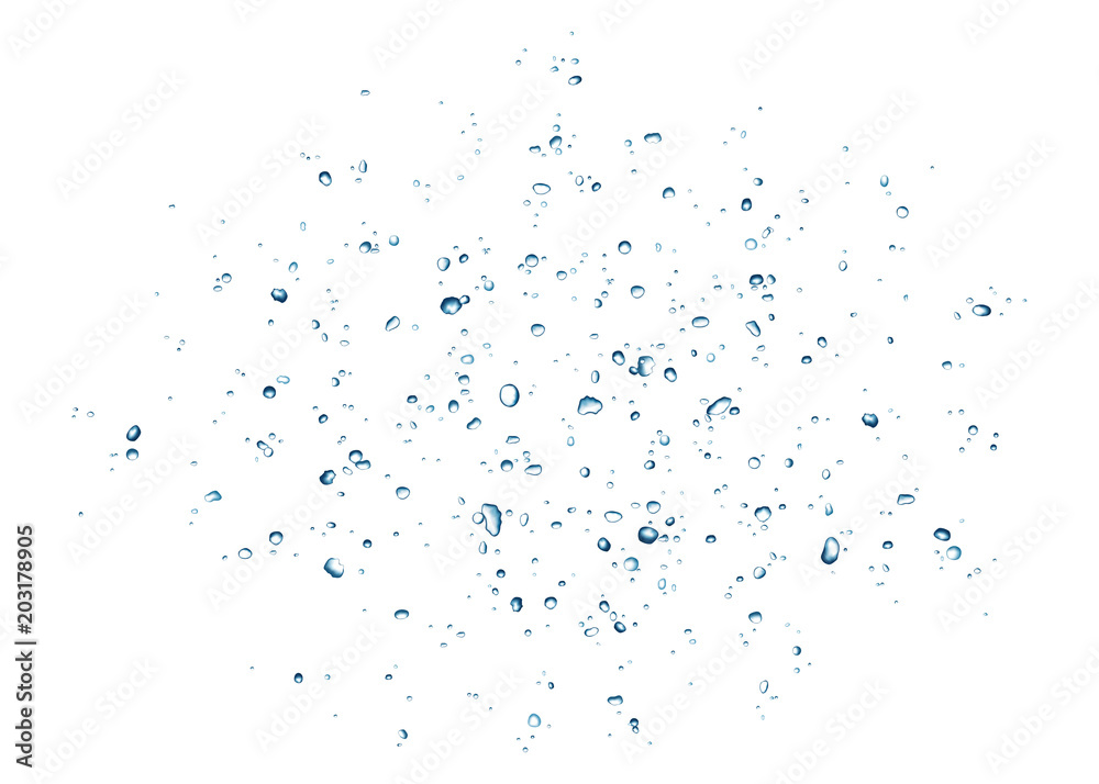 Blue water drops isolated on white background. Stock Vector