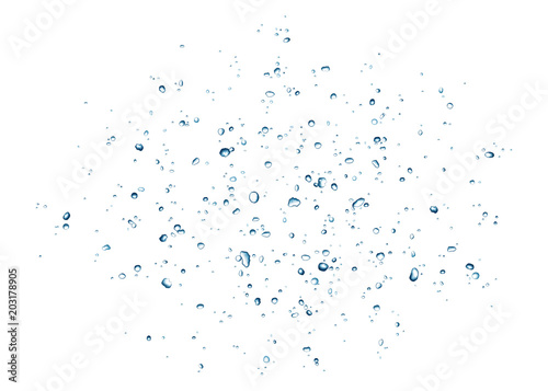 Blue water drops isolated on white background.