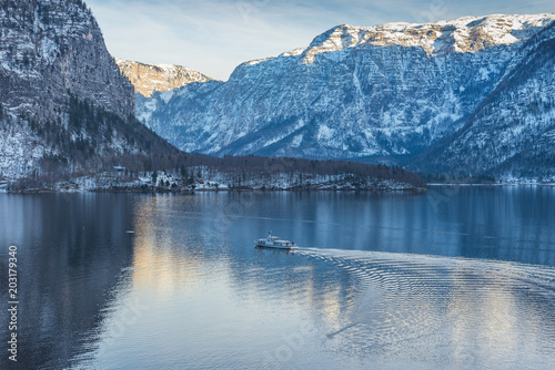 The beautiful Austrian mountain lake Hallstattersee. Austria