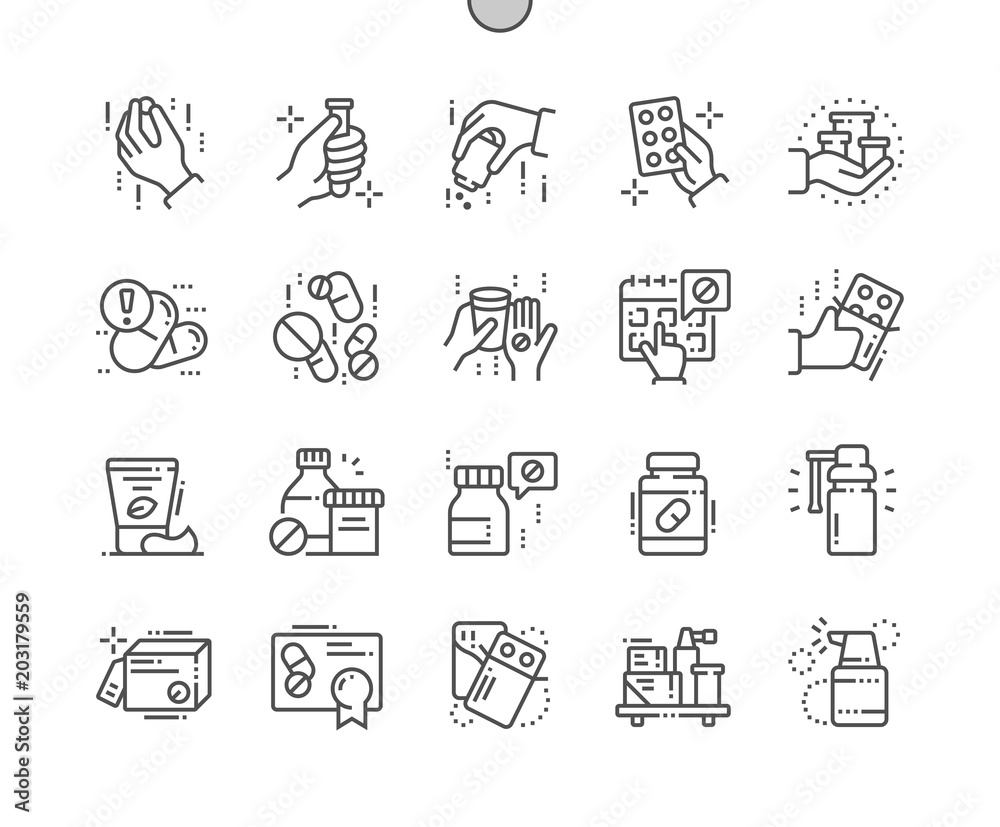 Fototapeta premium Medicine Well-crafted Pixel Perfect Vector Thin Line Icons 30 2x Grid for Web Graphics and Apps. Simple Minimal Pictogram