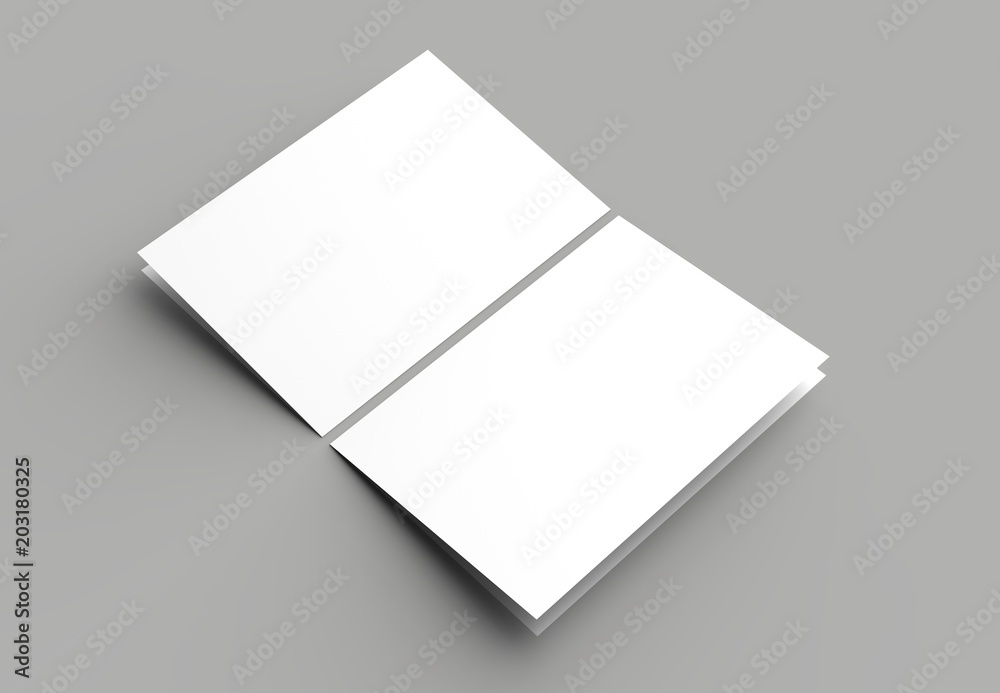 Bi fold vertical - landscape brochure or invitation mock up isolated on gray background. Bi fold vertical - landscape brochure or invitation mock up isolated on gray background.