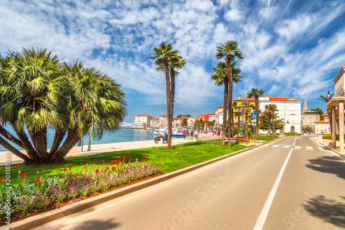 Street near the harbor in the city of Porec town on Adriatic sea in Croatia, Europe. © Viliam