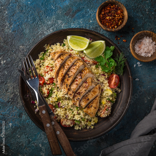 grilled chicken breast with vegetable couscous salad