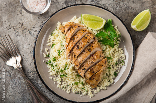 grilled chicken breast with herb couscous