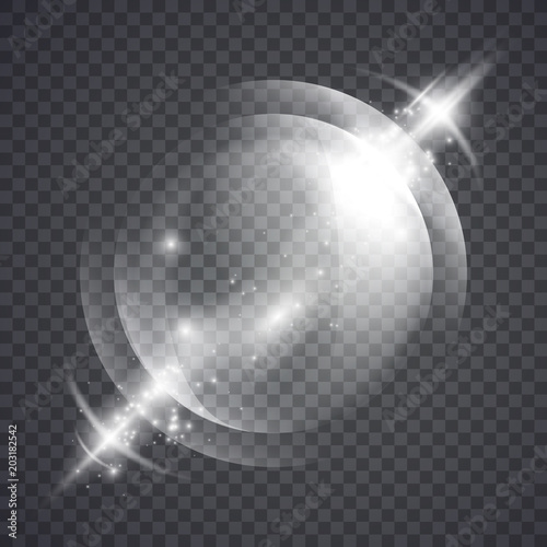 Glass sphere of glowing lights effects isolated on transparent background, abstract magic Illustration