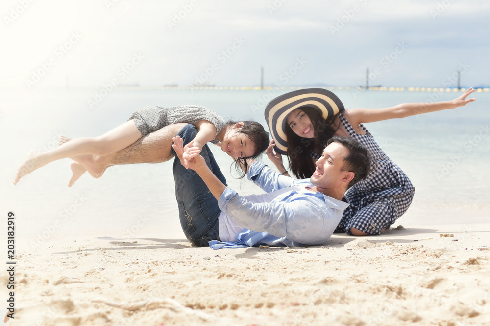 happy family on beach .