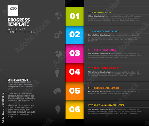 Vector progress six steps template