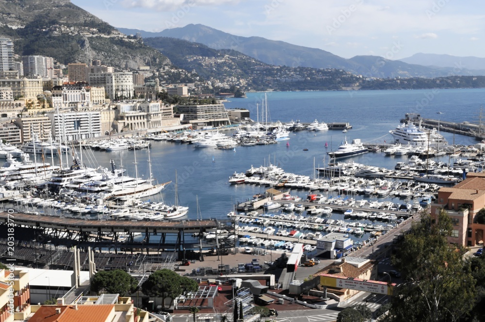 Monte Carlo mit Hafen, Fürstentum Monaco, Cote d'Azur, Europa