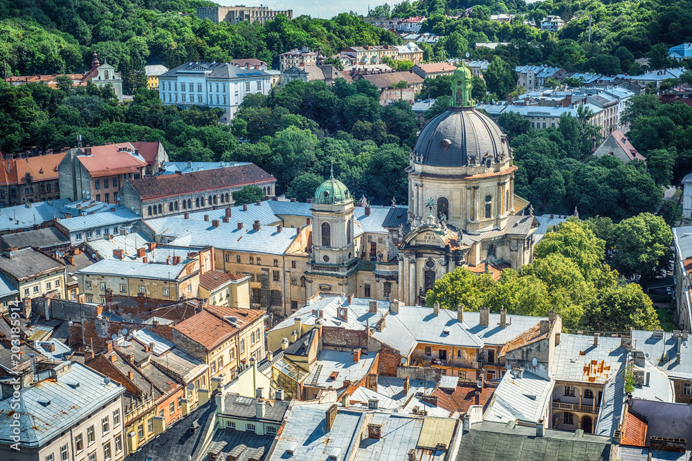 Lviv old city panorama. Ukraine, Europe.