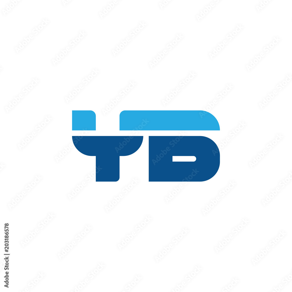 Initial letter YB, straight linked line bold logo, simple flat blue colors