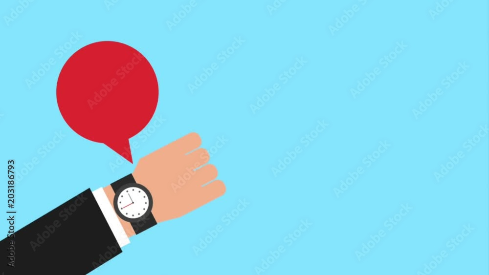hand with wrist watch bubble with lettering free delivery animation hand with wrist watch bubble with lettering free delivery animation