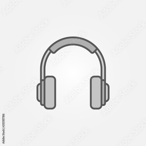 Headphones vector minimal grey icon