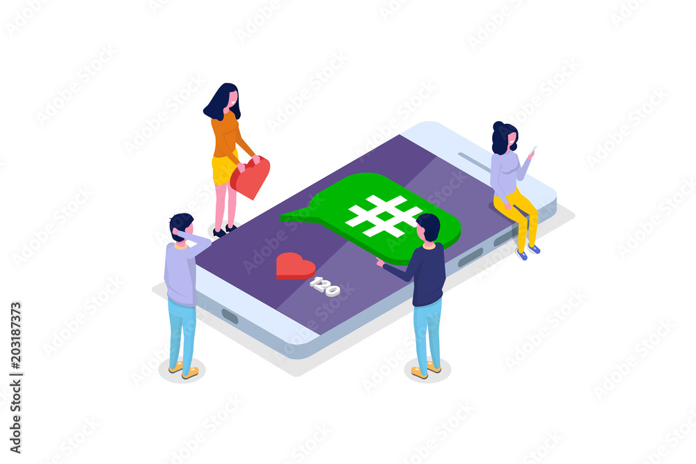 Social media, networking isometric concept. Vector illustration. Social media, networking isometric concept. Vector illustration.