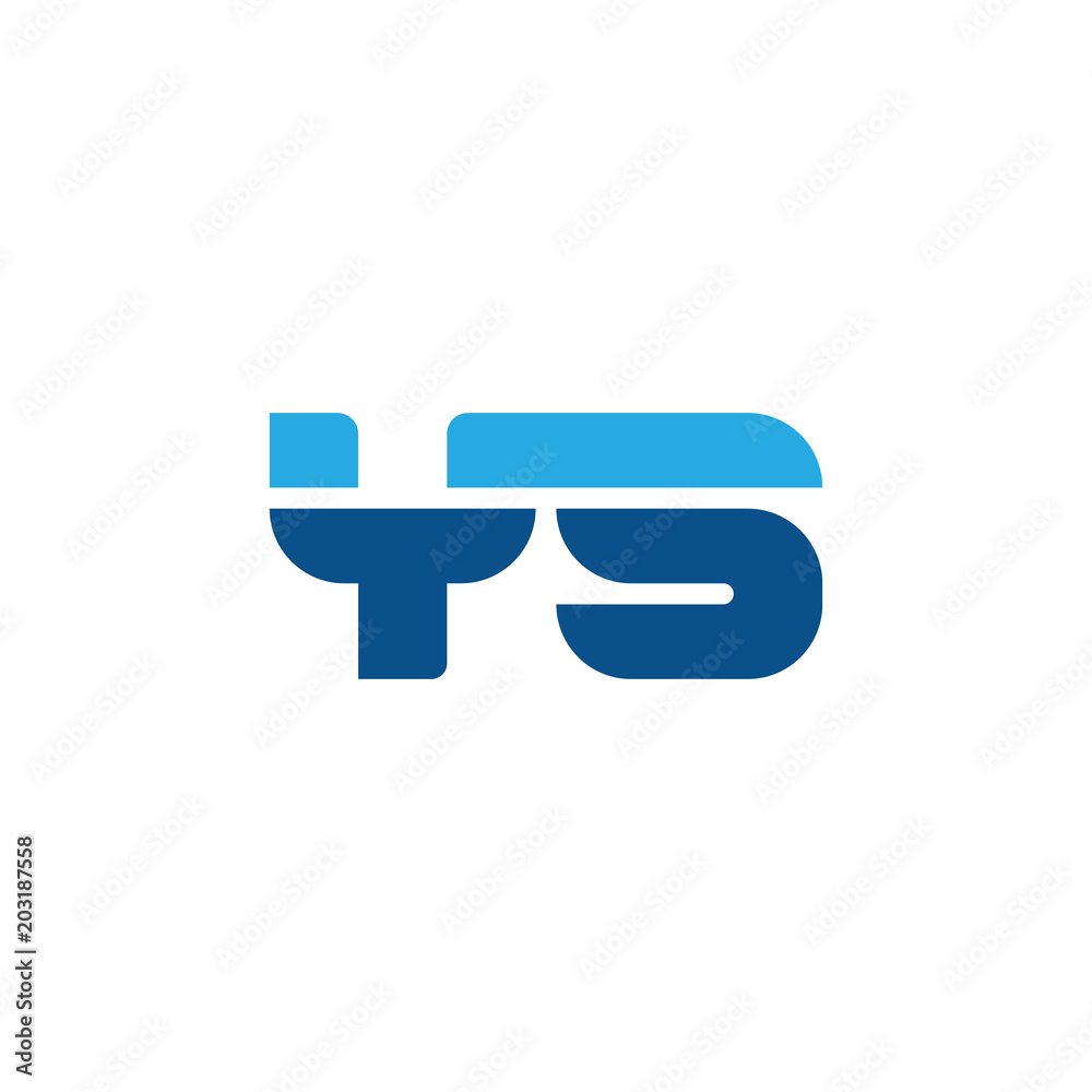 Initial letter YS, straight linked line bold logo, simple flat blue colors Initial letter YS, straight linked line bold logo, simple flat blue colors