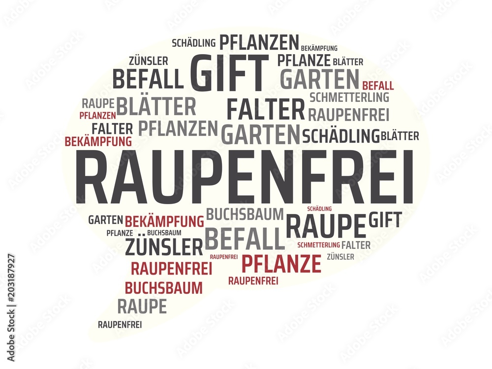 RAUPENFREI - Bilder mit Wörtern aus dem Bereich Buchsbaumzünsler Schädling , Wort, Bild, Illustration