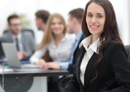 business woman and business team