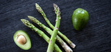  Fresh green asparagus and avocado
