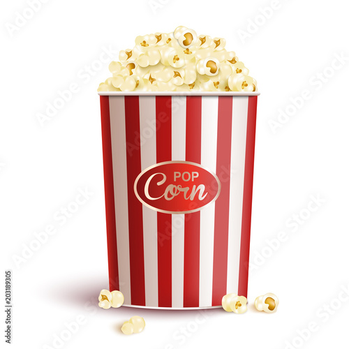 3d Vector Realistic. Popcorn.Food.Cinema