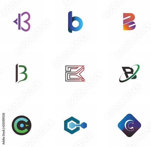 b, c, bc, cb letter logo design for website, art, symbol, and brand