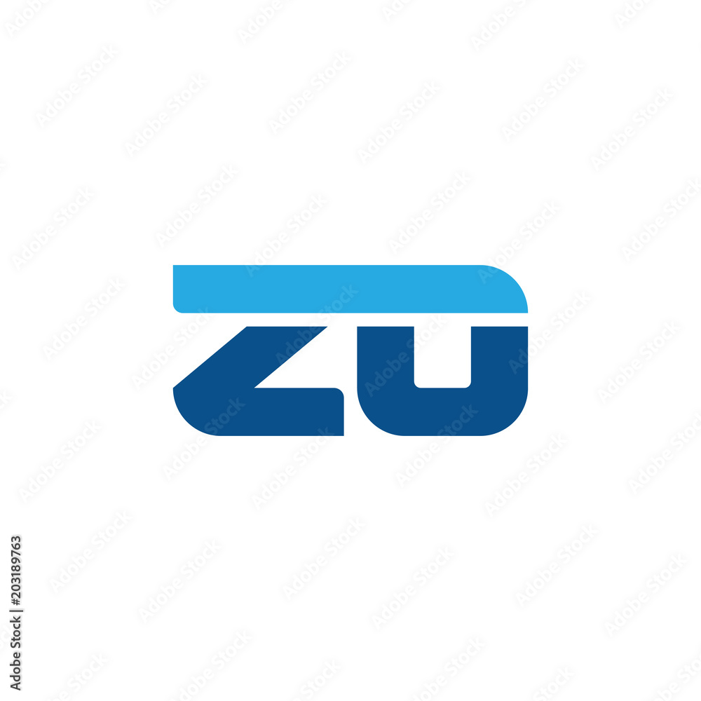 Initial letter ZO, straight linked line bold logo, simple flat blue colors Initial letter ZO, straight linked line bold logo, simple flat blue colors