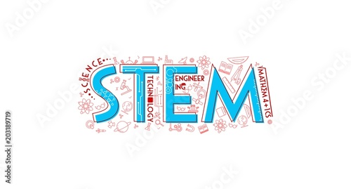 Stem science technology engineering mathematics illustration flat style vector