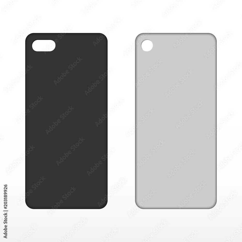 Case mockup. Blank black and white phone case. Case mockup. Blank black and white phone case.