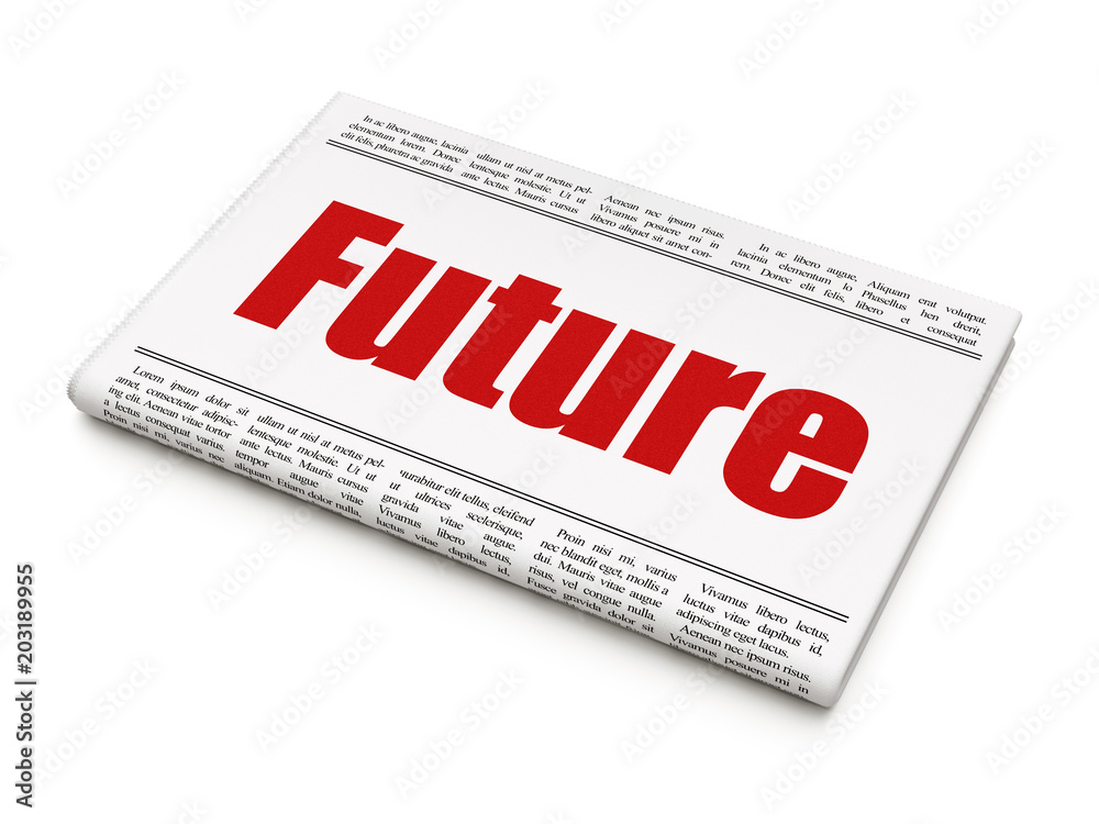 Timeline concept: newspaper headline Future on White background, 3D rendering Timeline concept: newspaper headline Future on White background, 3D rendering