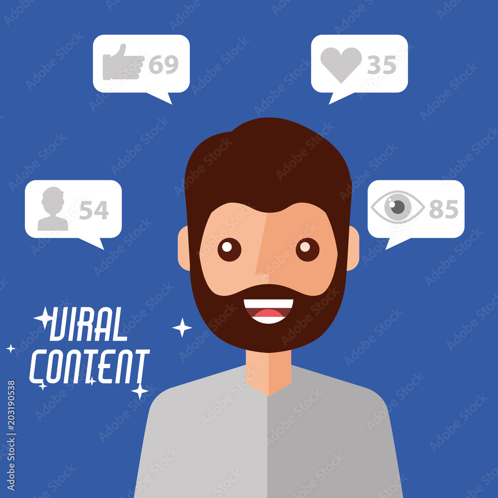 portrait man viral content internet vector illustration portrait man viral content internet vector illustration