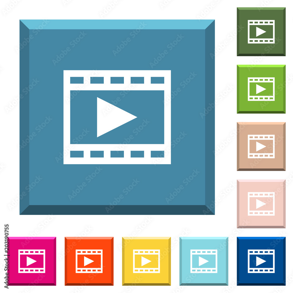 Play movie white icons on edged square buttons Play movie white icons on edged square buttons