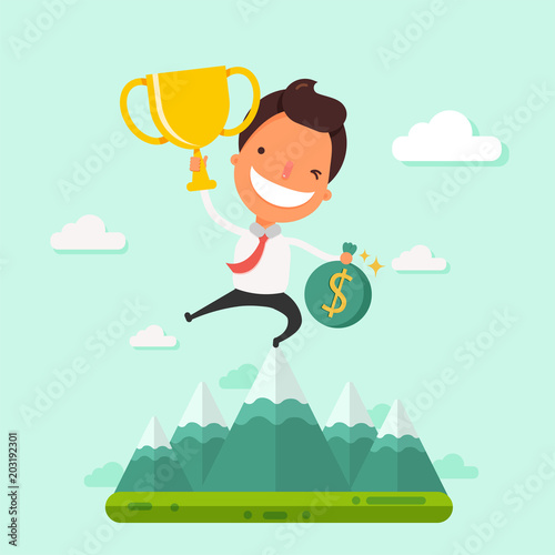 Business cartoon character success.Vector illustration .