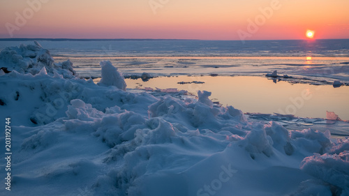 Icy Sea at sunset