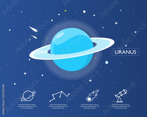 The uranus infographic in universe concept.