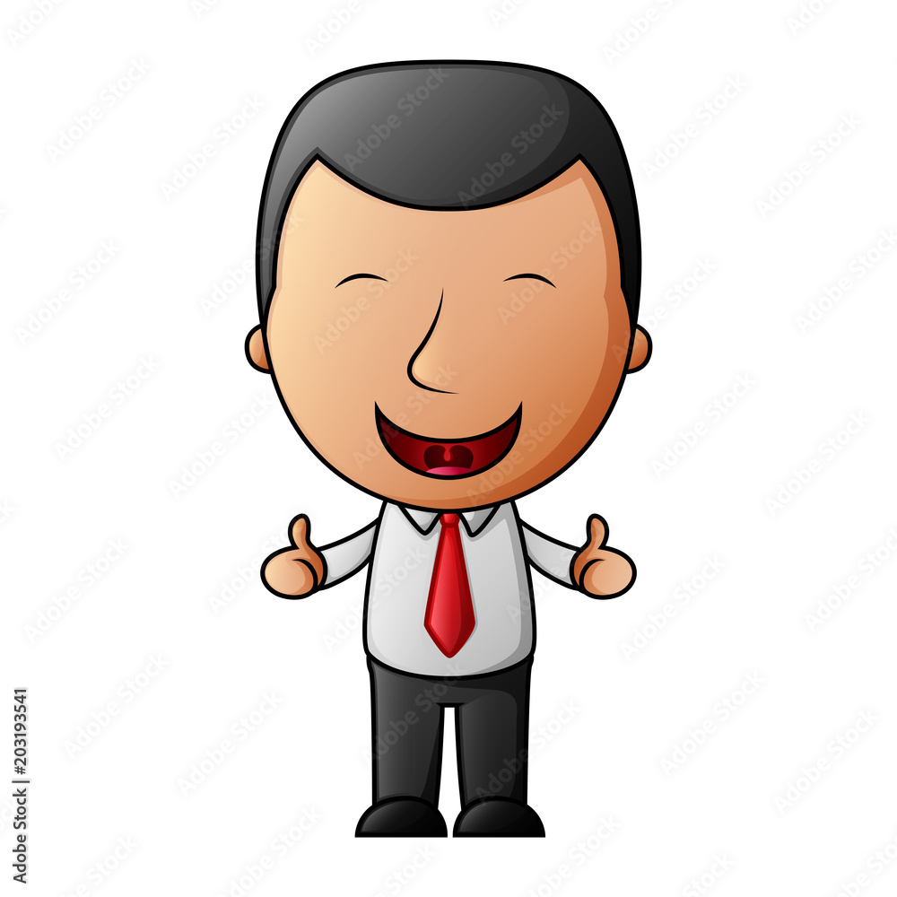 Cartoon happy businessman making thumbs up sign
Cartoon happy businessman making thumbs up sign