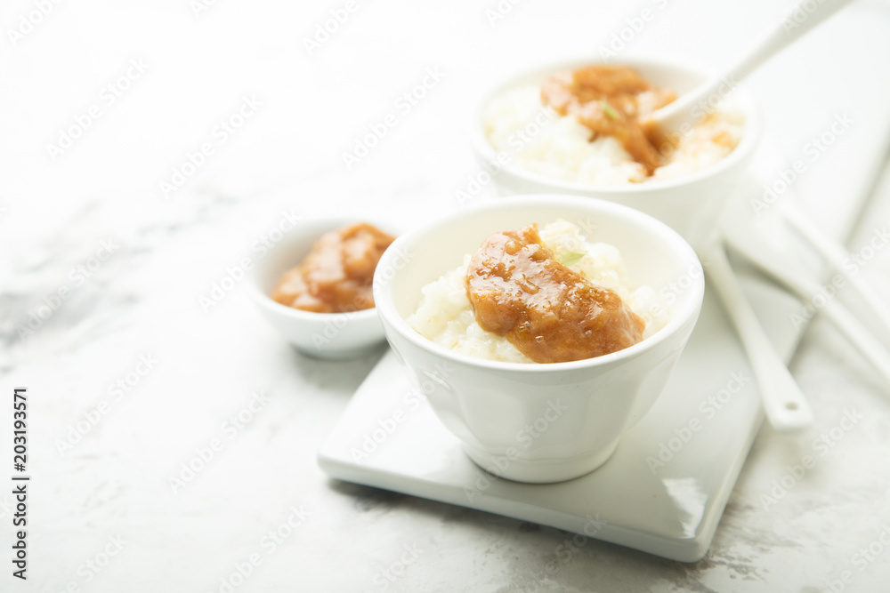 Rice pudding with apple puree Rice pudding with apple puree