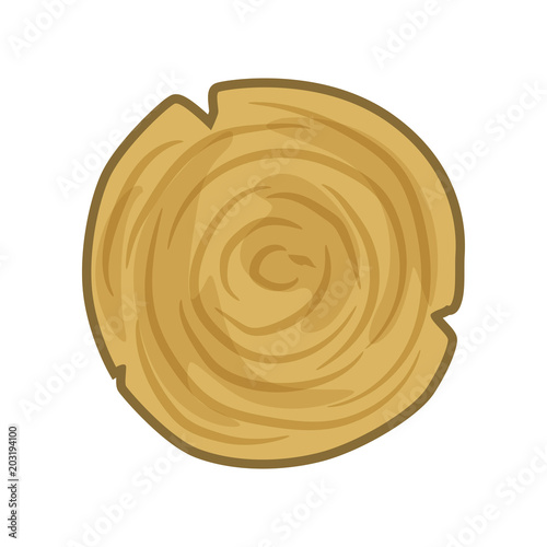 Tree trunk section, landscape design element, pathway cover, top view vector Illustration on a white background