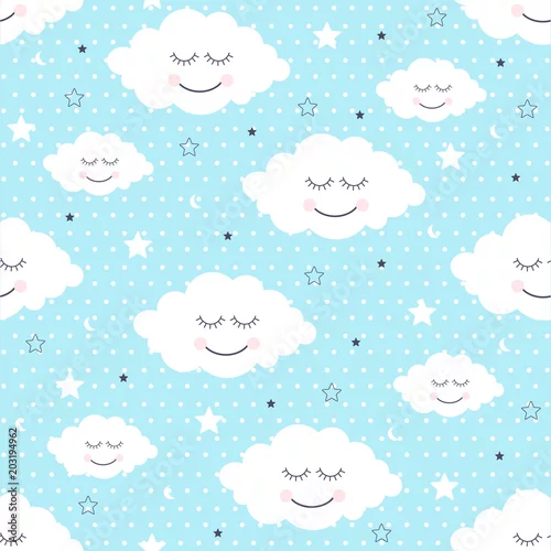 Tapety z uśmiechniętymi chmurami i gwiazdkami