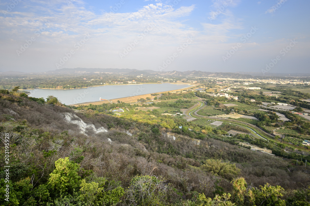 Agongdian Reservoir is located at Taiwan Kaohsiung City. Built in 1942, it   was the first reservoir to be completed in Taiwan after World War II.