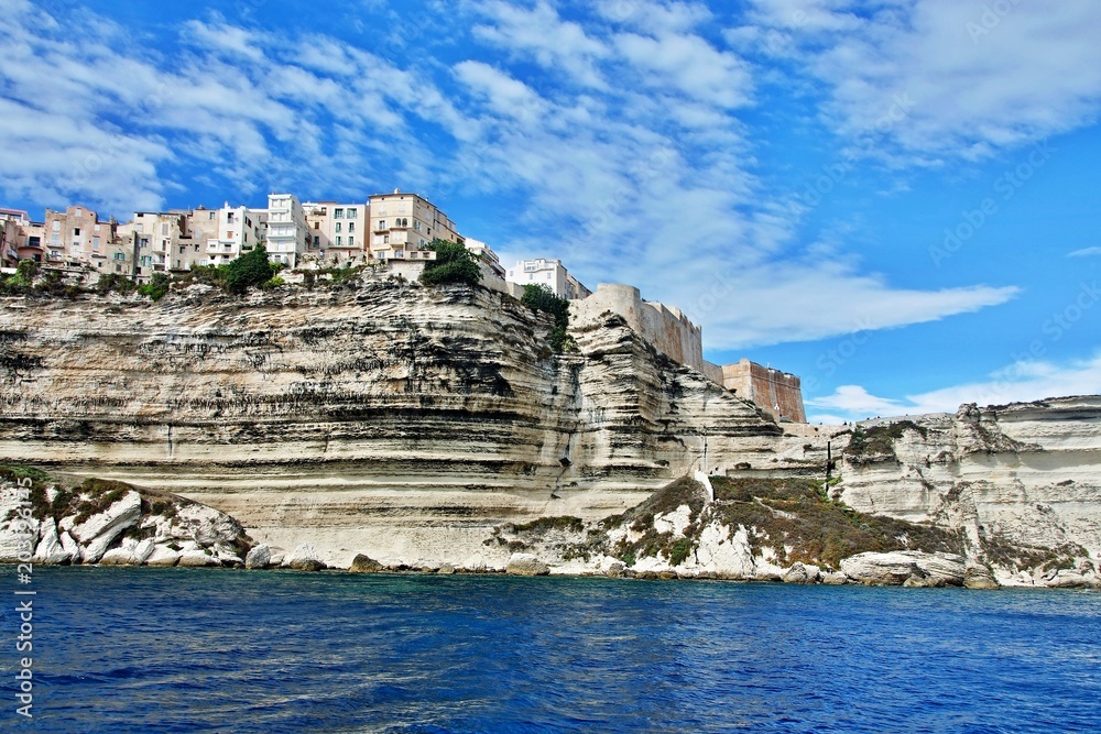 Corsica-sea coast and town Bonifacio