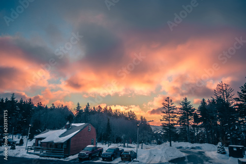 beautiful sunrise over horizon on snowshoe mountain west virginia © digidreamgrafix