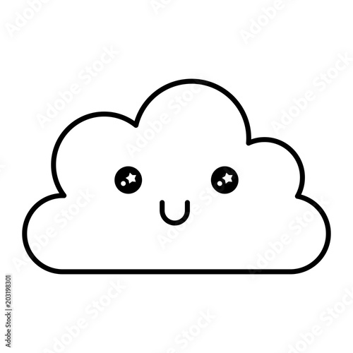 cute cloud kawaii character vector illustration design