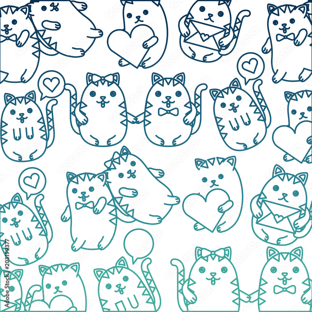 cute cats pattern kawaii character vector illustration design cute cats pattern kawaii character vector illustration design