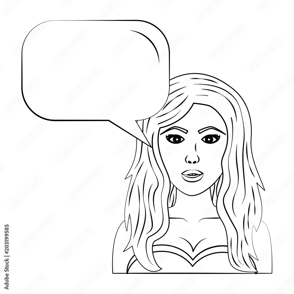 woman character with long hair and speech bubble pop art style vector illustration design woman character with long hair and speech bubble pop art style vector illustration design