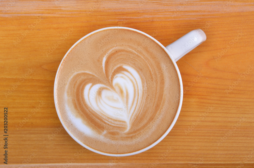 A cup of latte-art hot coffee       