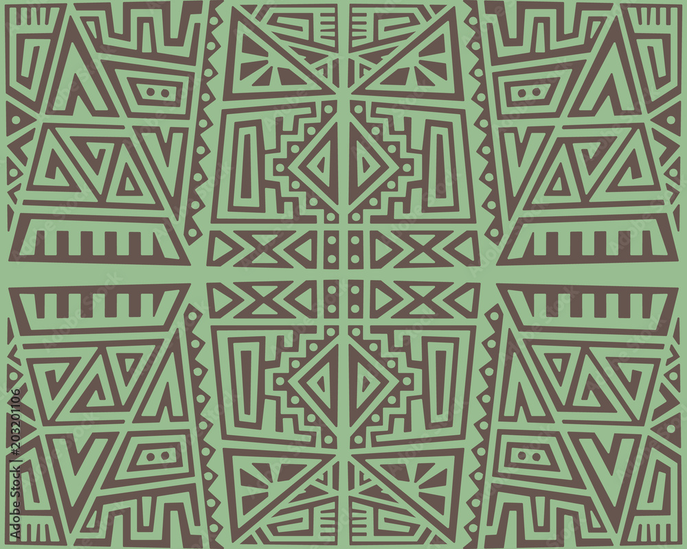 Creative Ethnic Style Square Seamless Pattern. Unique geometric vector swatch. Perfect for screen background, site backdrop, wrapping paper, wallpaper, textile and surface design. Trendy boho tile.