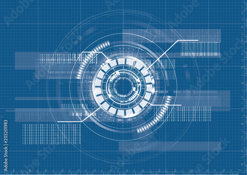 Technological abstract digital blueprint background vector